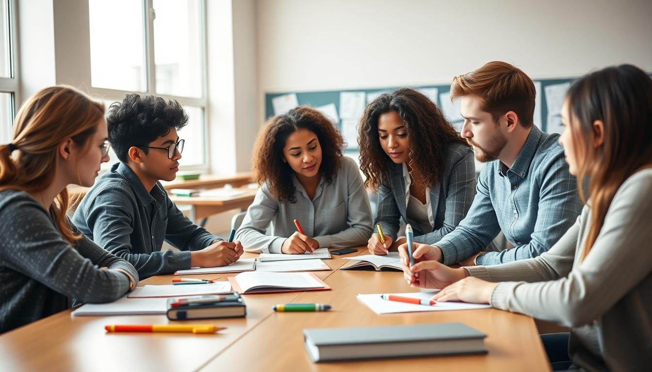 Students collaborating in study space